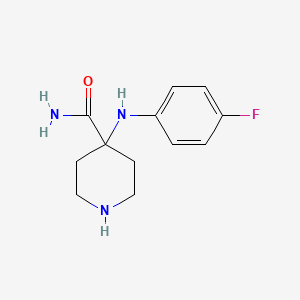 molecular formula C12H16FN3O B2997545 4-[(4-氟苯基)氨基]哌啶-4-甲酰胺 CAS No. 878441-19-1