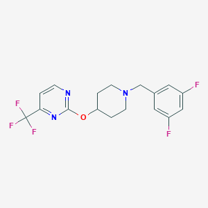 molecular formula C17H16F5N3O B2997550 2-({1-[(3,5-difluorophenyl)methyl]piperidin-4-yl}oxy)-4-(trifluoromethyl)pyrimidine CAS No. 2380077-89-2
