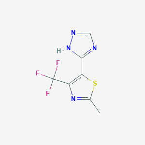 molecular formula C7H5F3N4S B2997553 3-[2-Methyl-4-(Trifluoromethyl)-1,3-Thiazol-5-Yl]-1H-1,2,4-Triazole CAS No. 338978-10-2