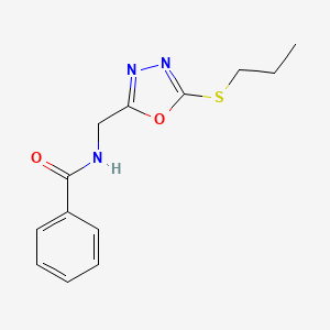 molecular formula C13H15N3O2S B2997554 N-[(5-propylsulfanyl-1,3,4-oxadiazol-2-yl)methyl]benzamide CAS No. 941875-37-2