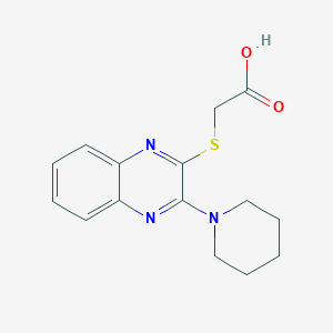 molecular formula C15H17N3O2S B2997556 2-{[3-(Piperidin-1-yl)quinoxalin-2-yl]sulfanyl}acetic acid CAS No. 893725-60-5