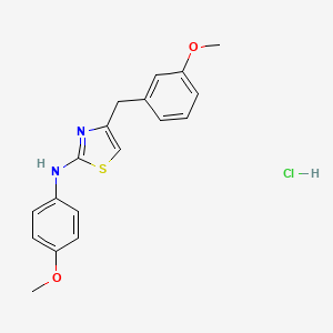 molecular formula C18H19ClN2O2S B2997557 4-(3-methoxybenzyl)-N-(4-methoxyphenyl)thiazol-2-amine hydrochloride CAS No. 2034394-04-0