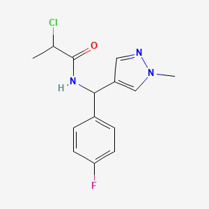 2-Chloro-N-[(4-fluorophenyl)-(1-methylpyrazol-4-yl)methyl]propanamide