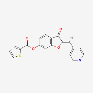 molecular formula C19H11NO4S B2997592 (Z)-3-oxo-2-(pyridin-4-ylmethylene)-2,3-dihydrobenzofuran-6-yl thiophene-2-carboxylate CAS No. 622362-35-0