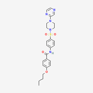 molecular formula C25H29N5O4S B2997593 4-butoxy-N-(4-((4-(pyrazin-2-yl)piperazin-1-yl)sulfonyl)phenyl)benzamide CAS No. 1049529-66-9