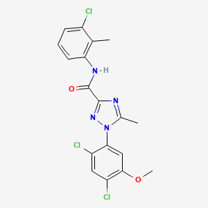 molecular formula C18H15Cl3N4O2 B2997596 N-(3-chloro-2-methylphenyl)-1-(2,4-dichloro-5-methoxyphenyl)-5-methyl-1H-1,2,4-triazole-3-carboxamide CAS No. 339015-12-2