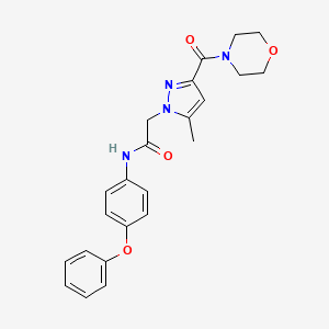 molecular formula C23H24N4O4 B2997604 2-(5-methyl-3-(morpholine-4-carbonyl)-1H-pyrazol-1-yl)-N-(4-phenoxyphenyl)acetamide CAS No. 1171099-52-7