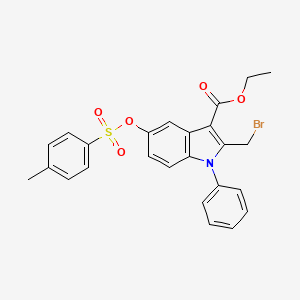 molecular formula C25H22BrNO5S B2997608 ethyl 2-(bromomethyl)-5-{[(4-methylphenyl)sulfonyl]oxy}-1-phenyl-1H-indole-3-carboxylate CAS No. 88461-75-0