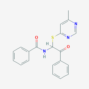 molecular formula C20H17N3O2S B2997610 N-[1-(6-methylpyrimidin-4-ylthio)-2-oxo-2-phenylethyl]benzamide CAS No. 300378-99-8