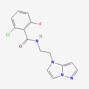 molecular formula C14H12ClFN4O B2997611 N-(2-(1H-imidazo[1,2-b]pyrazol-1-yl)ethyl)-2-chloro-6-fluorobenzamide CAS No. 1797307-85-7