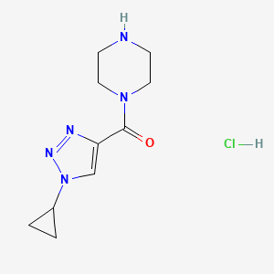 molecular formula C10H16ClN5O B2997614 1-(1-cyclopropyl-1H-1,2,3-triazole-4-carbonyl)piperazine hydrochloride CAS No. 2137879-53-7