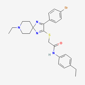 molecular formula C25H29BrN4OS B2997616 2-((3-(4-bromophenyl)-8-ethyl-1,4,8-triazaspiro[4.5]deca-1,3-dien-2-yl)thio)-N-(4-ethylphenyl)acetamide CAS No. 1185042-81-2