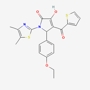 molecular formula C22H20N2O4S2 B2997621 1-(4,5-dimethylthiazol-2-yl)-5-(4-ethoxyphenyl)-3-hydroxy-4-(thiophene-2-carbonyl)-1H-pyrrol-2(5H)-one CAS No. 587005-32-1