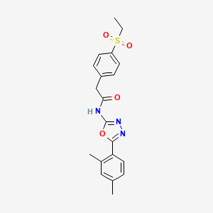molecular formula C20H21N3O4S B2997623 N-(5-(2,4-二甲苯基)-1,3,4-恶二唑-2-基)-2-(4-(乙基磺酰基)苯基)乙酰胺 CAS No. 941931-72-2