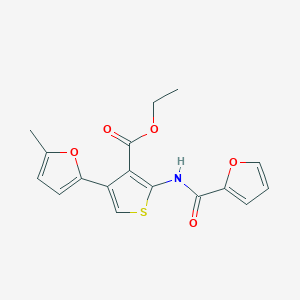 molecular formula C17H15NO5S B2997652 Ethyl 2-(furan-2-carboxamido)-4-(5-methylfuran-2-yl)thiophene-3-carboxylate CAS No. 379724-65-9