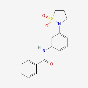 molecular formula C16H16N2O3S B2997675 苯甲酰-N-(3-(1,1-二氧化异噻唑烷-2-基)苯基) CAS No. 942011-48-5