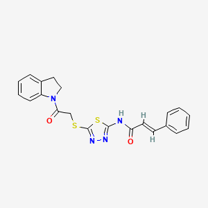 molecular formula C21H18N4O2S2 B2997677 N-(5-((2-(吲哚-1-基)-2-氧代乙基)硫代)-1,3,4-噻二唑-2-基)肉桂酰胺 CAS No. 392300-65-1