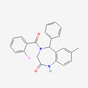 molecular formula C23H19IN2O2 B2997681 4-(2-碘苯甲酰基)-7-甲基-5-苯基-3,5-二氢-1H-1,4-苯并二氮杂卓-2-酮 CAS No. 533873-77-7