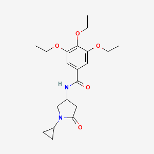 molecular formula C20H28N2O5 B2997683 N-(1-cyclopropyl-5-oxopyrrolidin-3-yl)-3,4,5-triethoxybenzamide CAS No. 1351660-07-5