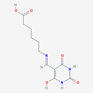 B2997684 6-{[(2,4,6-trioxotetrahydropyrimidin-5(2H)-ylidene)methyl]amino}hexanoic acid CAS No. 858758-33-5