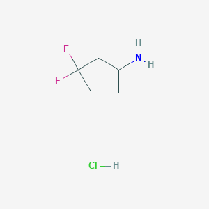 molecular formula C5H12ClF2N B2997698 4,4-Difluoropentan-2-amine;hydrochloride CAS No. 2416229-90-6