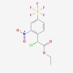 molecular formula C10H9ClF5NO4S B2997721 Ethyl 2-chloro-2-[2-nitro-4-(pentafluoro-lambda6-sulfanyl)phenyl]acetate CAS No. 1379812-00-6