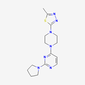 molecular formula C15H21N7S B2997747 2-Methyl-5-[4-(2-pyrrolidin-1-ylpyrimidin-4-yl)piperazin-1-yl]-1,3,4-thiadiazole CAS No. 2405109-00-2