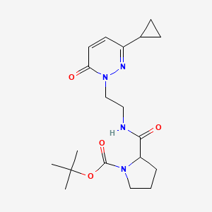 molecular formula C19H28N4O4 B2997759 tert-butyl 2-((2-(3-cyclopropyl-6-oxopyridazin-1(6H)-yl)ethyl)carbamoyl)pyrrolidine-1-carboxylate CAS No. 2034204-00-5