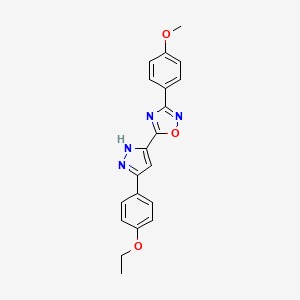 molecular formula C20H18N4O3 B2997784 5-[3-(4-ethoxyphenyl)-1H-pyrazol-5-yl]-3-(4-methoxyphenyl)-1,2,4-oxadiazole CAS No. 1187635-95-5