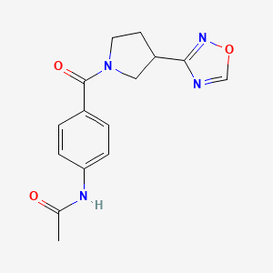 molecular formula C15H16N4O3 B2997787 N-(4-(3-(1,2,4-oxadiazol-3-yl)pyrrolidine-1-carbonyl)phenyl)acetamide CAS No. 2034285-65-7