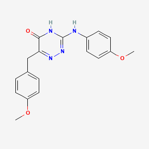 molecular formula C18H18N4O3 B2997801 6-(4-methoxybenzyl)-3-((4-methoxyphenyl)amino)-1,2,4-triazin-5(4H)-one CAS No. 501352-50-7