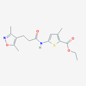 molecular formula C16H20N2O4S B2997826 Ethyl 5-(3-(3,5-dimethylisoxazol-4-yl)propanamido)-3-methylthiophene-2-carboxylate CAS No. 1624172-76-4