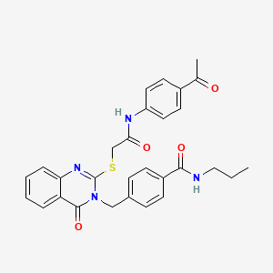 4-((2-((2-((4-acetylphenyl)amino)-2-oxoethyl)thio)-4-oxoquinazolin-3(4H)-yl)methyl)-N-propylbenzamide