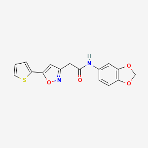 N-(benzo[d][1,3]dioxol-5-yl)-2-(5-(thiophen-2-yl)isoxazol-3-yl)acetamide