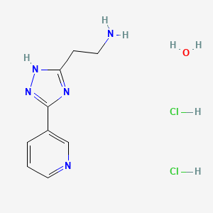 molecular formula C9H15Cl2N5O B2997867 {2-[3-(3-Pyridinyl)-1H-1,2,4-triazol-5-yl]ethyl}amine dihydrochloride hydrate CAS No. 933704-28-0