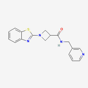 molecular formula C17H16N4OS B2997916 1-(benzo[d]thiazol-2-yl)-N-(pyridin-3-ylmethyl)azetidine-3-carboxamide CAS No. 1286710-07-3