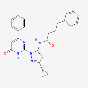 N-(3-cyclopropyl-1-(6-oxo-4-phenyl-1,6-dihydropyrimidin-2-yl)-1H-pyrazol-5-yl)-4-phenylbutanamide