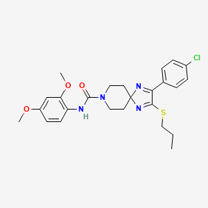 molecular formula C25H29ClN4O3S B2997927 2-(4-chlorophenyl)-N-(2,4-dimethoxyphenyl)-3-(propylthio)-1,4,8-triazaspiro[4.5]deca-1,3-diene-8-carboxamide CAS No. 894881-64-2