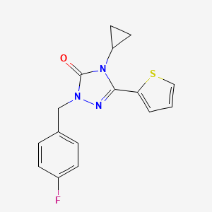 molecular formula C16H14FN3OS B2997933 4-cyclopropyl-1-(4-fluorobenzyl)-3-(thiophen-2-yl)-1H-1,2,4-triazol-5(4H)-one CAS No. 1428350-94-0
