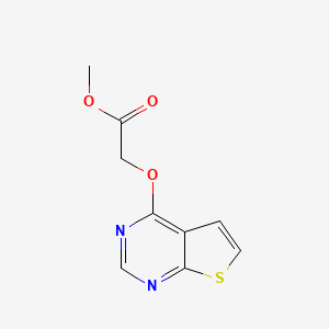 molecular formula C9H8N2O3S B2997936 Methyl 2-{thieno[2,3-d]pyrimidin-4-yloxy}acetate CAS No. 1825614-12-7