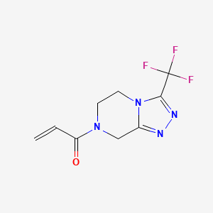molecular formula C9H9F3N4O B2997942 1-[3-(trifluoromethyl)-6,8-dihydro-5H-[1,2,4]triazolo[4,3-a]pyrazin-7-yl]prop-2-en-1-one CAS No. 1494576-18-9