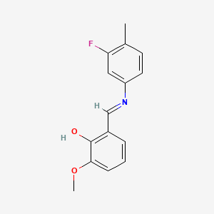 molecular formula C15H14FNO2 B2997945 2-{[(3-Fluoro-4-methylphenyl)imino]methyl}-6-methoxyphenol CAS No. 303758-88-5