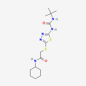 2-((5-(3-(tert-butyl)ureido)-1,3,4-thiadiazol-2-yl)thio)-N-cyclohexylacetamide