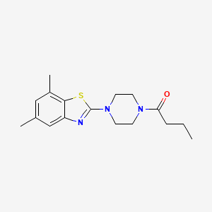 molecular formula C17H23N3OS B2997956 1-(4-(5,7-Dimethylbenzo[d]thiazol-2-yl)piperazin-1-yl)butan-1-one CAS No. 897483-51-1