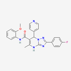 molecular formula C25H21FN6O2 B2997995 2-(4-fluorophenyl)-N-(2-methoxyphenyl)-5-methyl-7-(pyridin-4-yl)-4,7-dihydro-[1,2,4]triazolo[1,5-a]pyrimidine-6-carboxamide CAS No. 540504-10-7