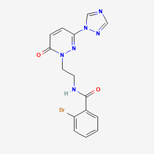 molecular formula C15H13BrN6O2 B2997996 2-bromo-N-(2-(6-oxo-3-(1H-1,2,4-triazol-1-yl)pyridazin-1(6H)-yl)ethyl)benzamide CAS No. 1448077-39-1