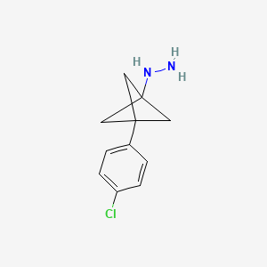 molecular formula C11H13ClN2 B2997998 [3-(4-Chlorophenyl)-1-bicyclo[1.1.1]pentanyl]hydrazine CAS No. 2287345-63-3