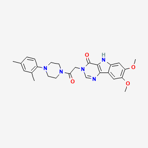 molecular formula C26H29N5O4 B2997999 3-(2-(4-(2,4-dimethylphenyl)piperazin-1-yl)-2-oxoethyl)-7,8-dimethoxy-3H-pyrimido[5,4-b]indol-4(5H)-one CAS No. 1105211-49-1