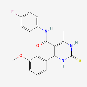 molecular formula C19H18FN3O2S B2998001 N-(4-fluorophenyl)-4-(3-methoxyphenyl)-6-methyl-2-thioxo-1,2,3,4-tetrahydropyrimidine-5-carboxamide CAS No. 686756-86-5