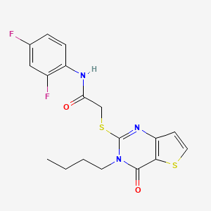molecular formula C18H17F2N3O2S2 B2998005 2-[(3-丁基-4-氧代-3,4-二氢噻吩并[3,2-d]嘧啶-2-基)硫代]-N-(2,4-二氟苯基)乙酰胺 CAS No. 1252852-40-6